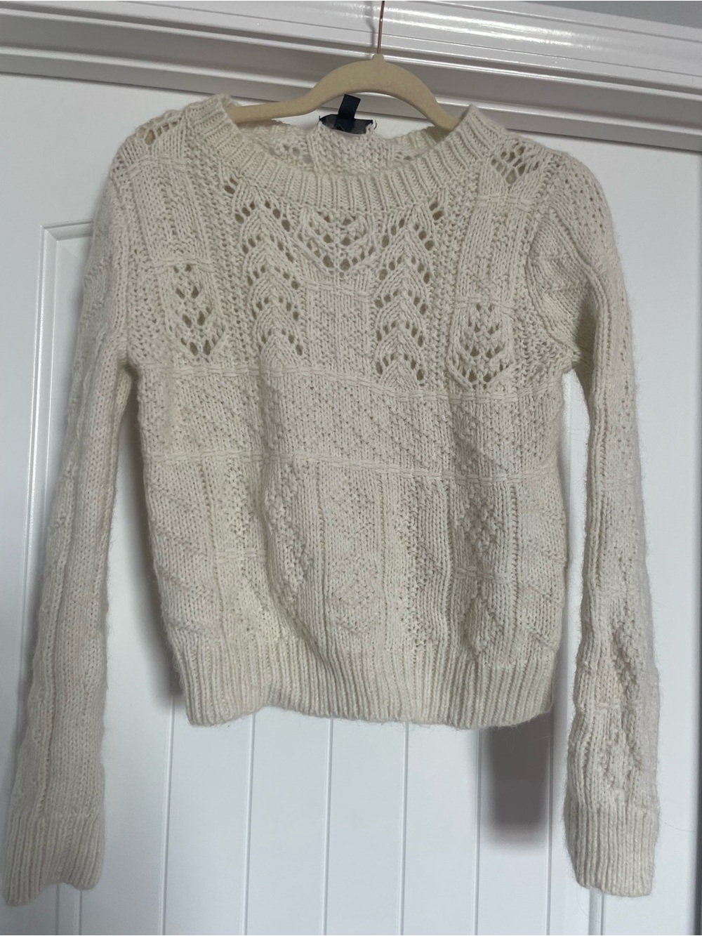 J. Crew Cream Open-Stitch Crewneck Sweater